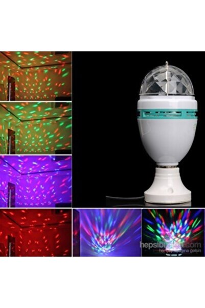 Manessa Renkli Disko Ampülü Hareketli 360 Derece Dönen Disco Topu Led Disko Dönen Ampul