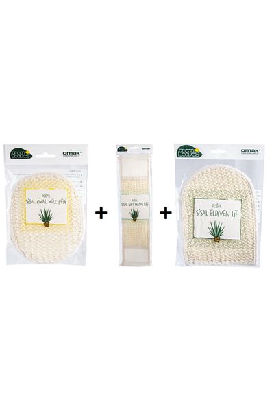 OMAK Organic Sisal Bath Washcloth Set