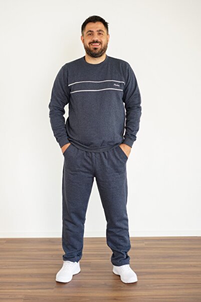 BLS Men's Indigo Comfortable Fit Embroidery Detailed Sweat Tracksuit Set