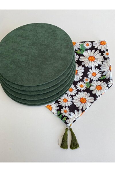 Ayşemce Amerikan servis takımı (papatya desen runner 6 yeşil supla)