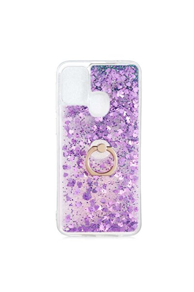 Smody Samsung Galaxy M31 Kılıf Milce Akışkan Simli Sulu Silikon Mor