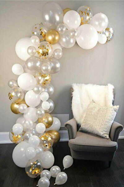 Party City Gold-white-transparent Colors Decoration Balloon Chain