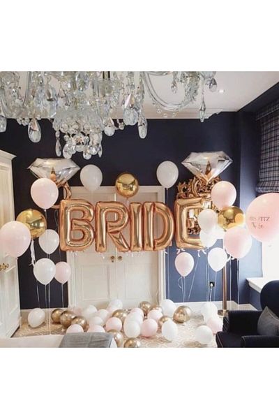 Çemrek Süs Parti Single Stone Luxury Foil Bride Balloon Set