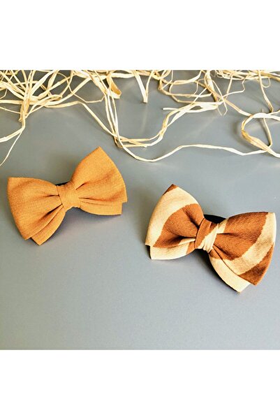 seyranat Σετ με 2 απλά καφέ ποιοτικά ελαστικά φιόγκοι για κορίτσια