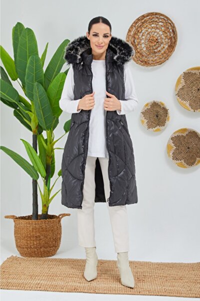 Wazze Kapişonlu Kürklü Şişme Yelek