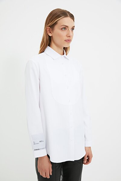 Trendyol Collection Sagaza Studio Poplin szőtt fehér ing - TPRAW22GO1061