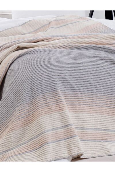 acartekstil Gray Striped Cotton Double Blanket Cover