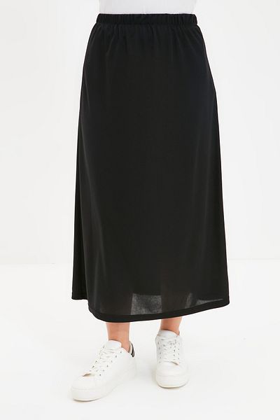 Trendyol Modest Fusta de căptușeală tricotată neagră TCTAW22EE0018
