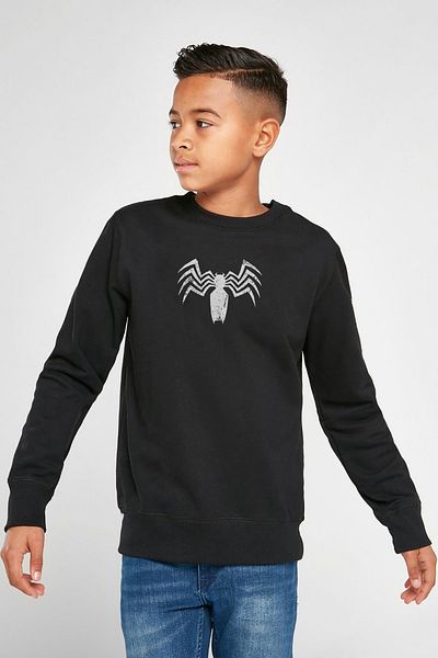 QIVI Унисекс детски черен суитшърт с щампа Venom