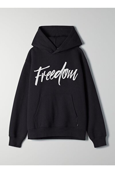 Relax family xf Μαύρο φούτερ με στάμπα Freedom Oversize