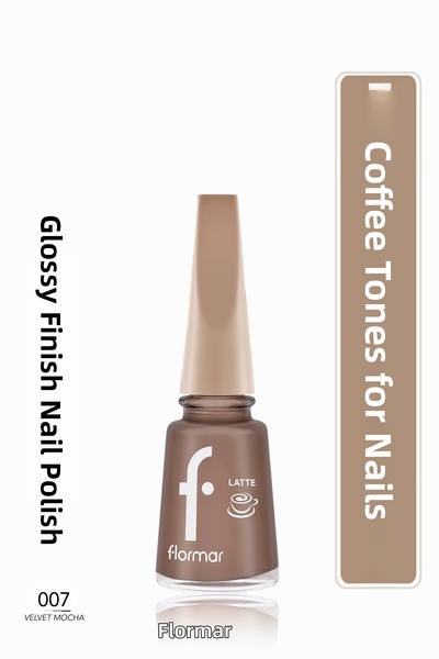Flormar طلاء أظافر بلون القهوة عالي التصبغ ولامع من لاتيه