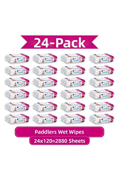 Paddlers مناديل مبللة 2880 ورقة (24 عبوة × 120 قطعة) - صندوق