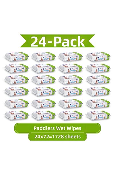 Paddlers مناديل مبللة 1728 ورقة (24 عبوة × 72 قطعة) - صندوق