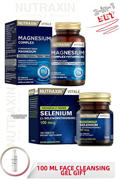 Nutraxin Magnesium Complex+Vitamin B6 60 Tablets & Selenium 100 Mcg 100 Table...