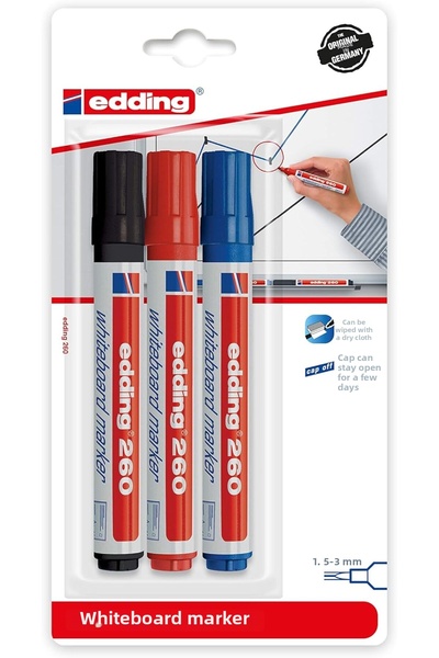 BRF Elizberrasell Edding Ed260B399 Edding 260 Whiteboard Marker 3-Pack Assort...
