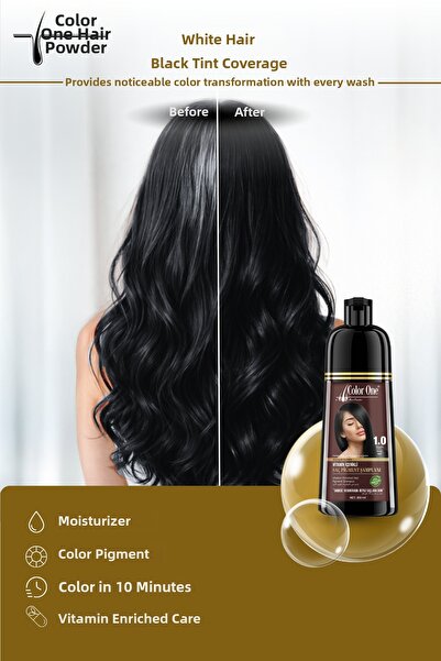 Color One Hair Powder شامبو صبغة الشعر الأسود 1.0 |   300 مل وتأثير تون إفكت