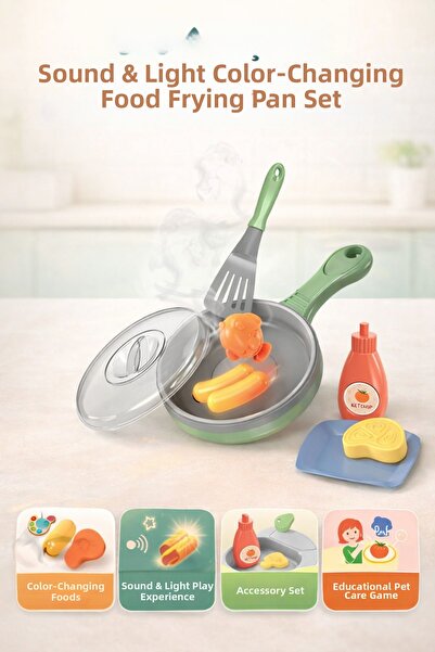 YILDIRIM OYUNCAK مجموعة مقلاة ممتعة متغيرة الألوان - مجموعة مطبخ متغيرة الألو...