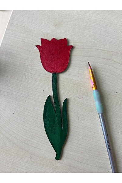 Butik Center Hand Painted Wooden Tulip Bookmark - Design Gift Bookmark 1 Pc