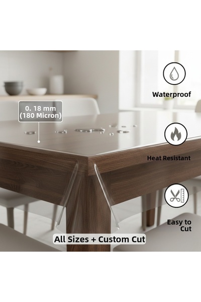 TECHTACT Pvc Transparent Thick Tablecloth Non-Slip Base, All Sizes 180 Micron...