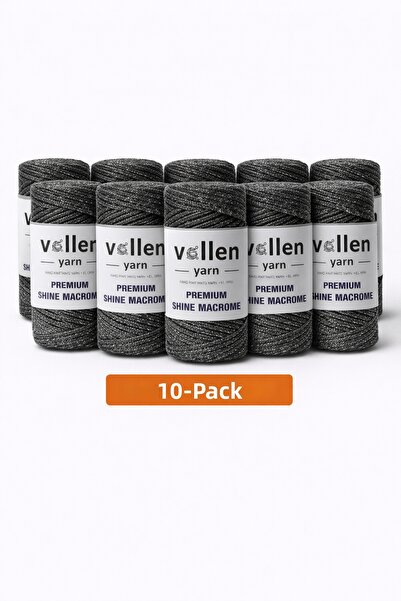vollen yarn Snur de macrame cu sclipici Premium Shine 100gr 150m Pachet de 10...