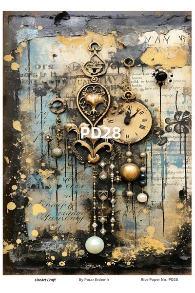 LİNEART ورق ديكوباج نحاسي منقوش بتصميم باريسي رقم: PD28 - 29x42 سم