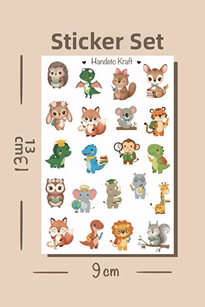 Handeto Kraft Σετ αυτοκόλλητων με θέμα τα γλυκά ζώα, αυτοκόλλητα για λεύκωμα,...