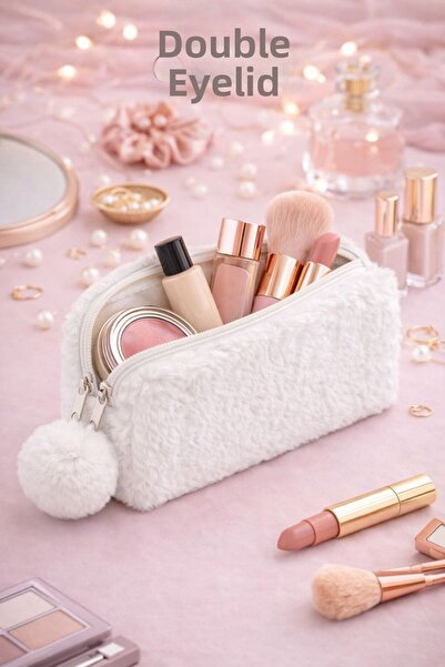 Bambus حقيبة سفر ومكياج من القماش المخملي متعددة الأغراض بقسمين ومقصورات متعد...