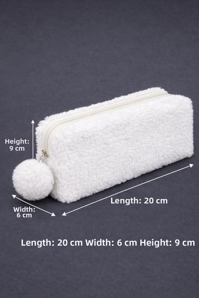 Bambus Home Plush Single Compartment Multi-Purpose Organizer Pencil Holder with Pompom for School