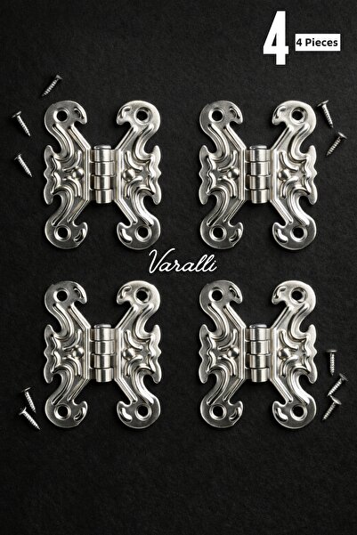 Varalli 4 قطع من مفصلات ومسامير على شكل فراشة فضية اللون، مفصلات صندوقية ومسا...