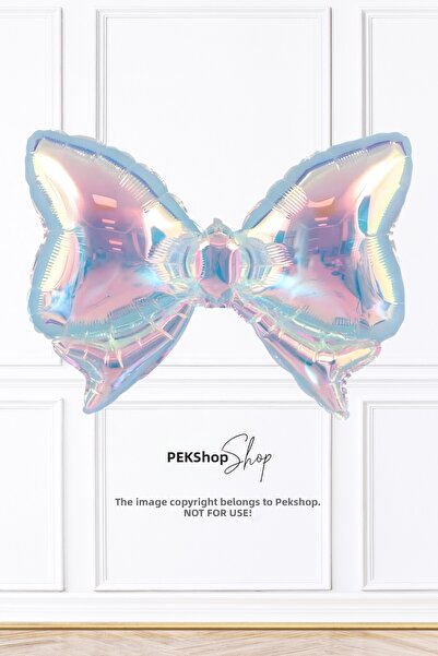 PEKSHOP بالون من رقائق الهولوغرام على شكل فيونكة