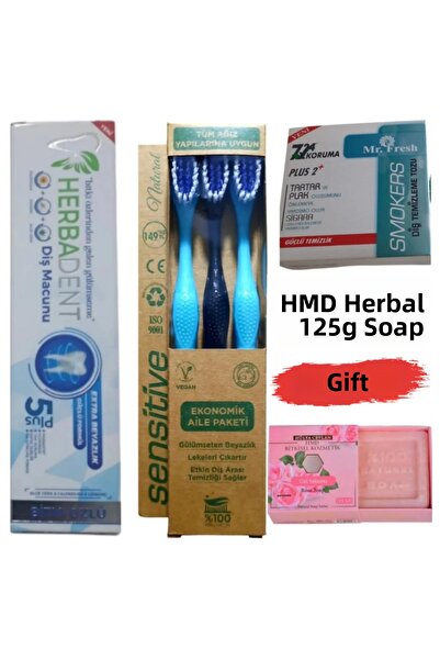 Mr.Fresh معجون أسنان بمستخلص نباتي 90 جرام + مسحوق تنظيف أسنان 50 جرام + فرشا...