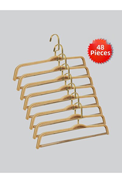 NYN شماعات بناطيل خشبية (خطاف ذهبي لاما) 8176 لون بارلي 48 قطعة