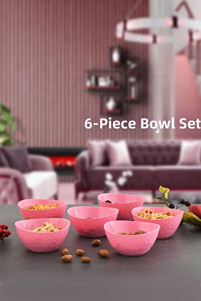 Leila 6-Piece Pink Snack Bowl Set Snack-Sauce-Breakfast-Bowl Set