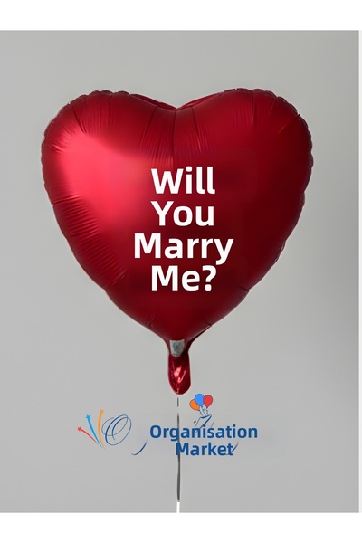 Organizasyon Pazarı 18” Red Heart Foil Balloon – Will You Marry Me Valentine'...