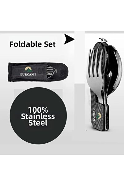 Nurcamp طقم أدوات مائدة قابل للطي (ملعقة وشوكة وسكين) |