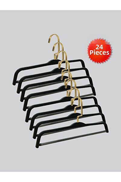 NYN شماعات بناطيل خشبية (خطاف ذهبي لاما) 8176 لون بارلي 24 قطعة