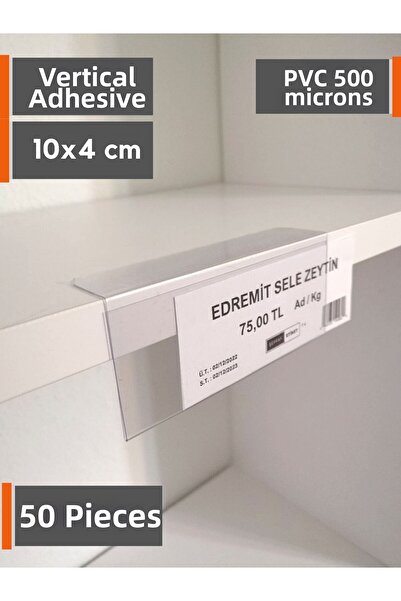 Şeffaf Etiket 50 τεμάχια PVC θήκη ετικετών για το μπροστινό μέρος του ραφιού,...