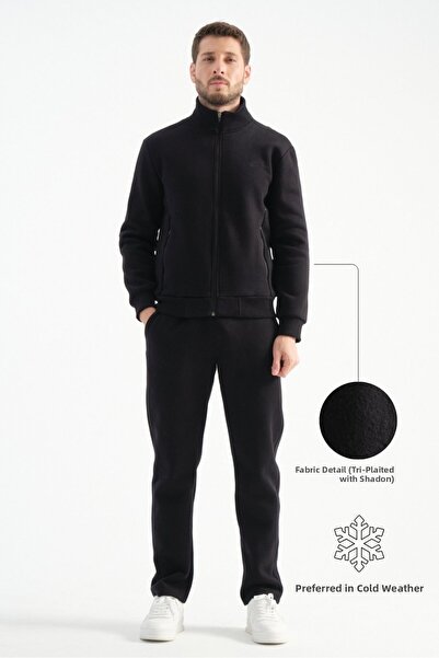 Shooter Sportswear Black Deluxe Winter Men's Tracksuit Set with Stitching Det...