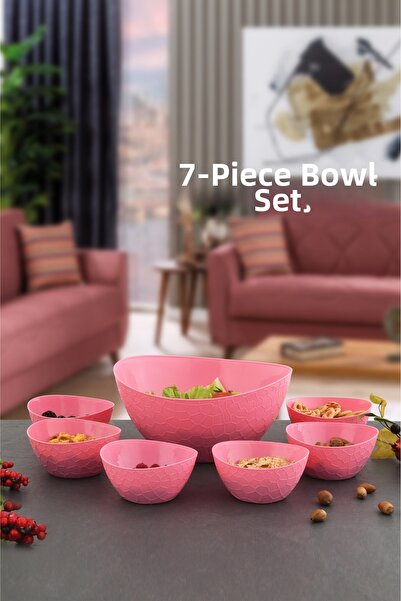 Leila 7-Piece Pink Snack Bowl Set Snack-Sauce-Breakfast-Bowl Set