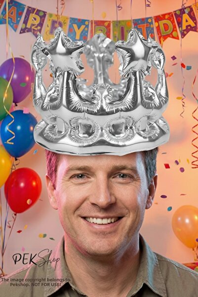 PEKSHOP Silver Attachable King Crown Shaped Foil Balloon, Can Be Attached to ...