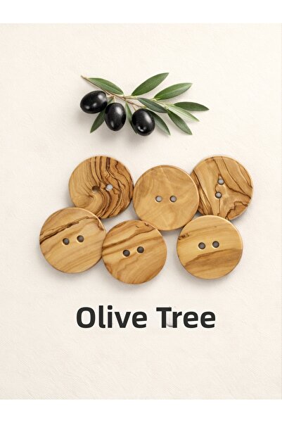 Tasarım Wooden Button Olive Wood 3.8 cm Diameter 5 Pieces.