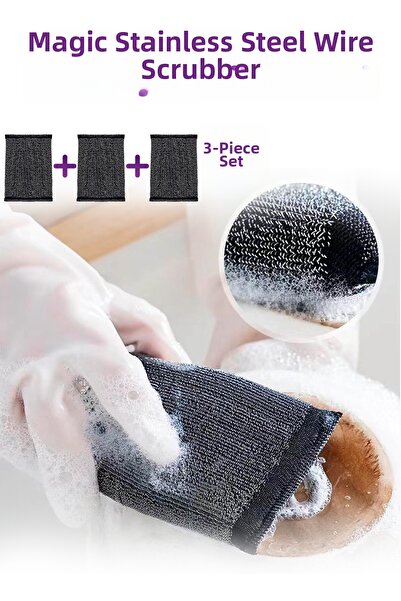 Ezupack 3 bucăți burete de vase din sârmă inoxidabilă Magic Inox