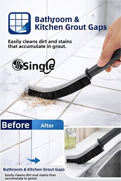 Single (3 قطع) فرشاة تنظيف دقيقة متعددة الأغراض، تنظيف مفصل لحوض المطبخ والحمام