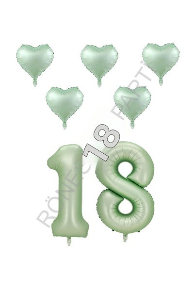 RÖNESANS PARTİ Rönesans Green Color 18Th Birthday Foil Balloon Celebration Set