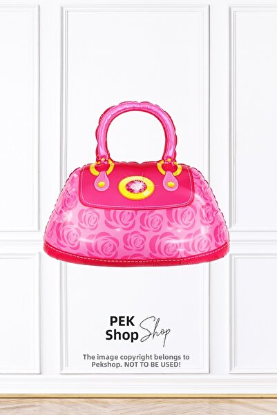 PEKSHOP حقيبة بالون وردية اللون على شكل حقيبة من الفويل