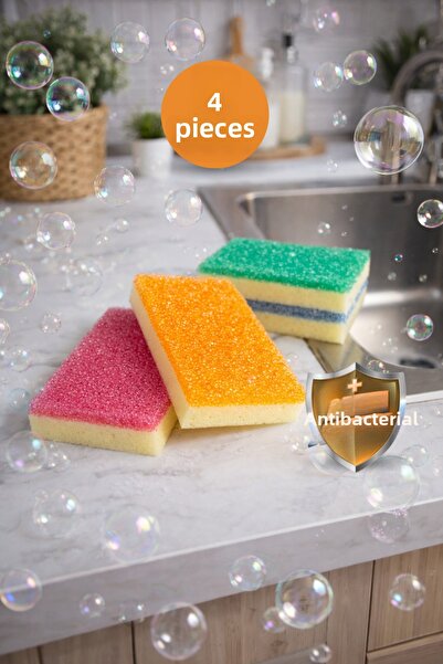 grimorlife 4-Piece High Foam Effect Flexible Textured Dish Sponge - Durable K...