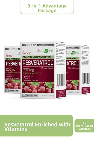 Suda Vitamin سودا فيتامين ريسفيراترول 200 مجم - 60 كبسولة 3 قطع