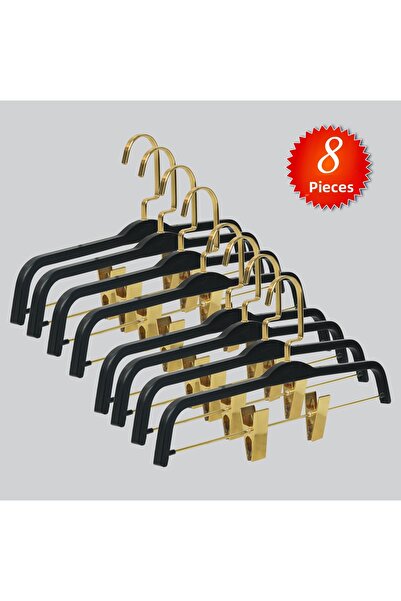 NYN خشب 8178 (GOLD KANCALI LAMA) شماعة خشبية للتنورة والسراويل مع مشبك 8 قطع