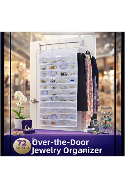 direkstoktan Hanging Jewelry Organizer with 72 Compartments