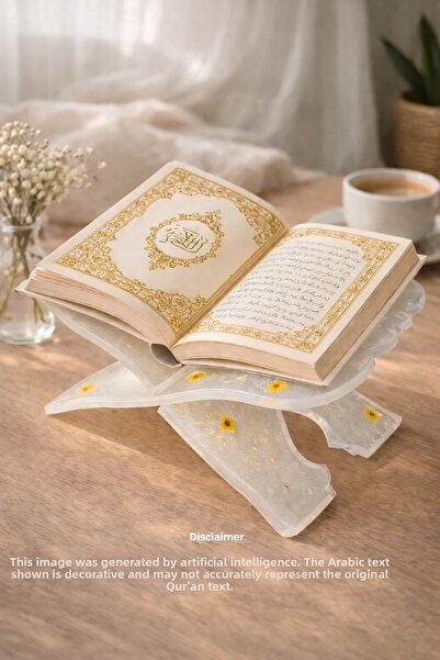 PELIUS ميني رحلا، حامل كتاب ذهبي لؤلؤي مع زهرة الأقحوان، مصحف القرآن الكريم، ...